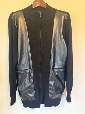 ravel Black Mixed-Media Zip Front Jacket